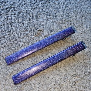 2 Hair Clips Holo Purple Accessories Barrettes Alligator Hand Painted Indie